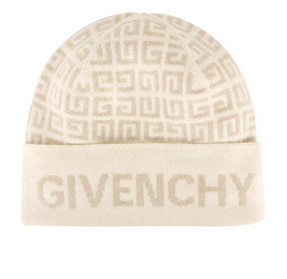 Givenchy 4G Monogram Beanie, &pound;175, Accessories, Beige/Cream, Wool, Front view